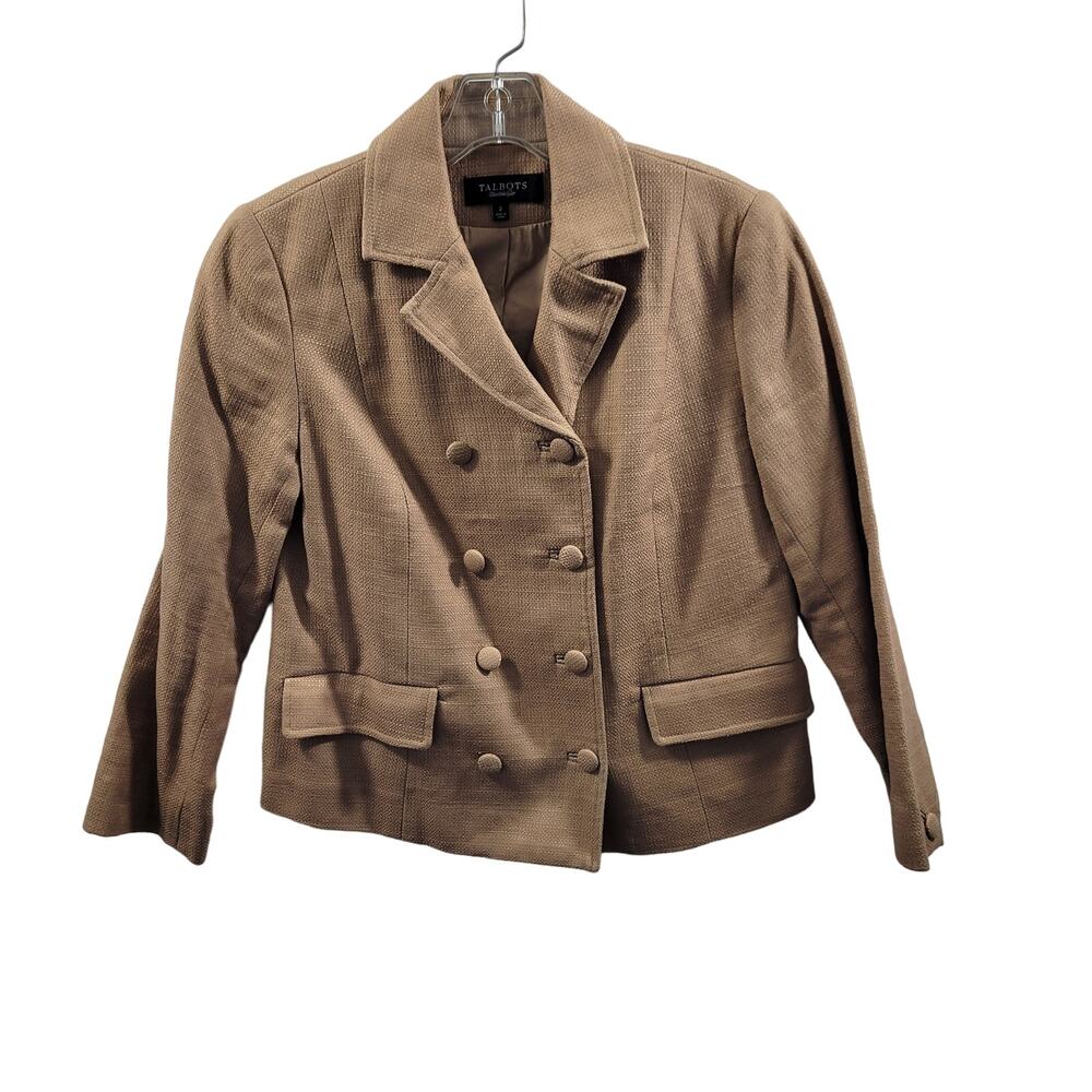 Talbot Women's Size 2 Tan Double Breasted Crop Jacket 9123-0415